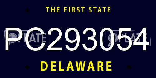 PC293054 Delaware License Plate