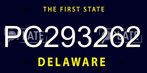 PC293262 Delaware License Plate