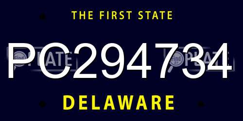 PC294734 Delaware License Plate