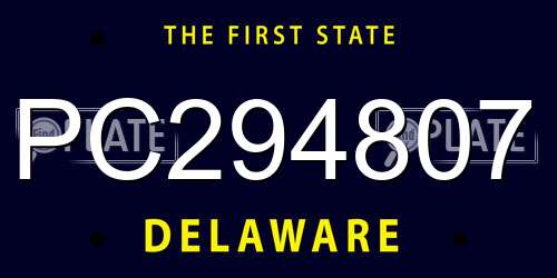 PC294807 Delaware License Plate