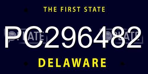 PC296482 Delaware License Plate