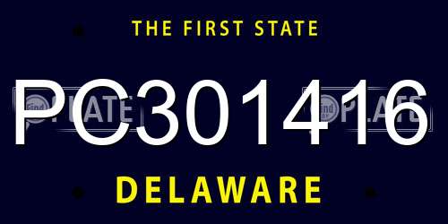 PC301416 Delaware License Plate