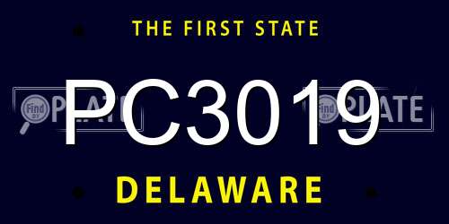 PC3019 Delaware License Plate