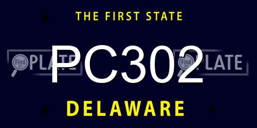 PC302 Delaware License Plate