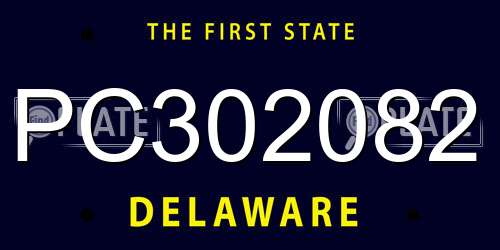 PC302082 Delaware License Plate