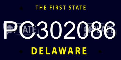 PC302086 Delaware License Plate