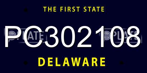 PC302108 Delaware License Plate