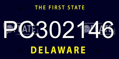 PC302146 Delaware License Plate