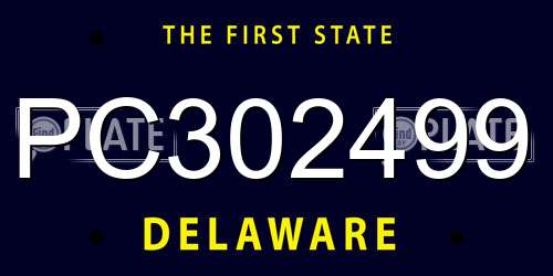 PC302499 Delaware License Plate