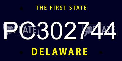 PC302744 Delaware License Plate