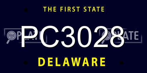 PC3028 Delaware License Plate