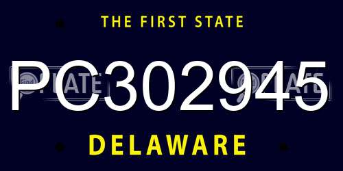 PC302945 Delaware License Plate