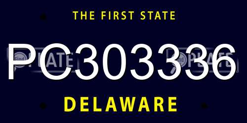 PC303336 Delaware License Plate