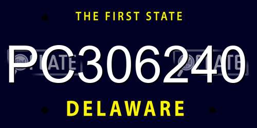 PC306240 Delaware License Plate