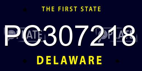 PC307218 Delaware License Plate