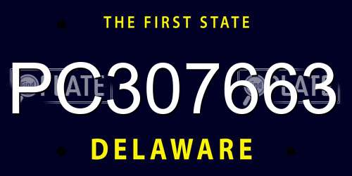 PC307663 Delaware License Plate