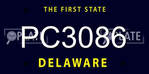 PC3086 Delaware License Plate