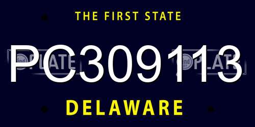 PC309113 Delaware License Plate