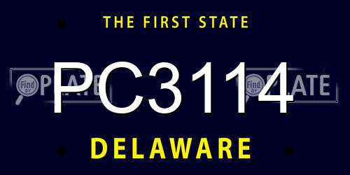 PC3114 Delaware License Plate