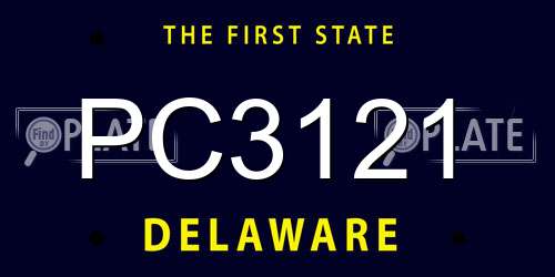 PC3121 Delaware License Plate