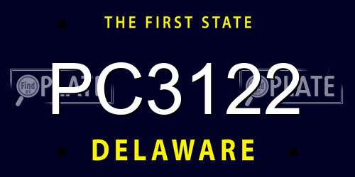 PC3122 Delaware License Plate