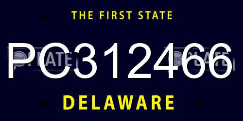 PC312466 Delaware License Plate