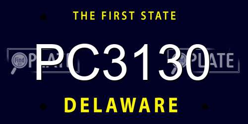 PC3130 Delaware License Plate