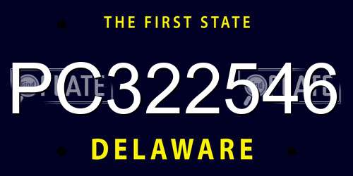 PC322546 Delaware License Plate