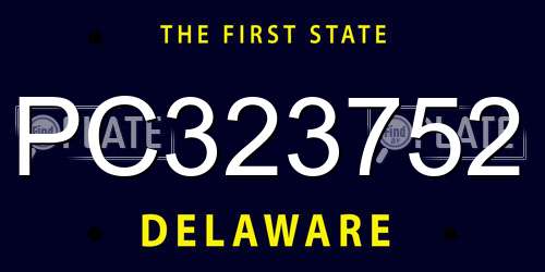 PC323752 Delaware License Plate