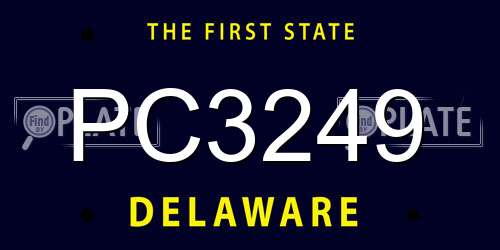 PC3249 Delaware License Plate