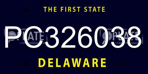PC326038 Delaware License Plate
