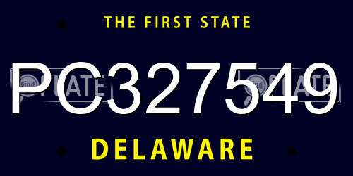 PC327549 Delaware License Plate