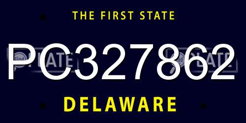 PC327862 Delaware License Plate