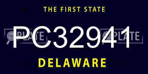 PC32941 Delaware License Plate