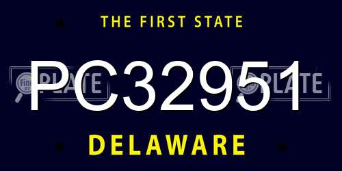 PC32951 Delaware License Plate