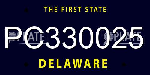 PC330025 Delaware License Plate