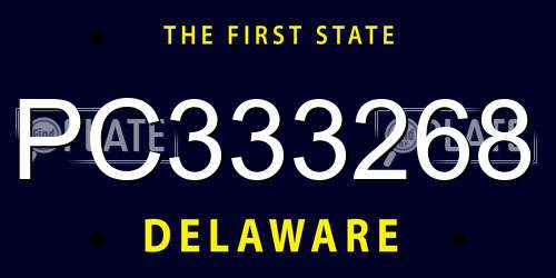 PC333268 Delaware License Plate