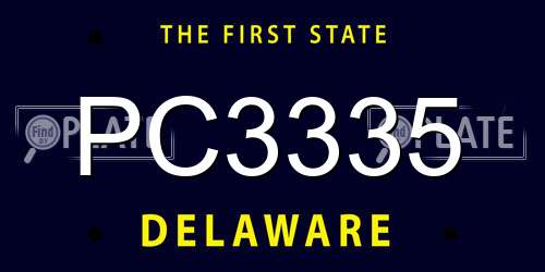 PC3335 Delaware License Plate