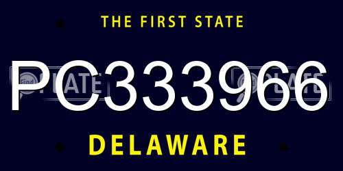 PC333966 Delaware License Plate