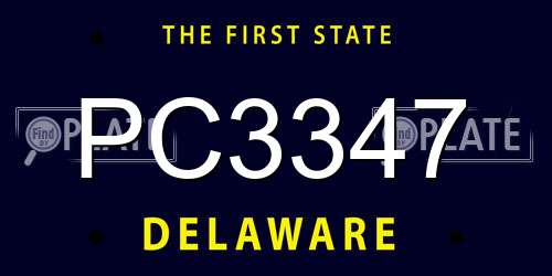 PC3347 Delaware License Plate