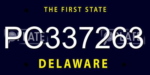 PC337263 Delaware License Plate