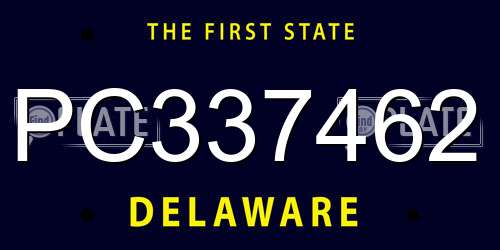 PC337462 Delaware License Plate