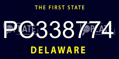 PC338774 Delaware License Plate