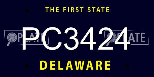 PC3424 Delaware License Plate