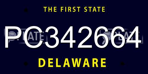 PC342664 Delaware License Plate