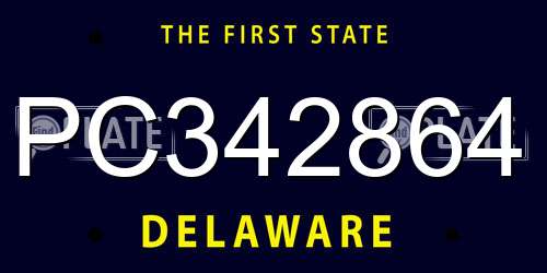 PC342864 Delaware License Plate