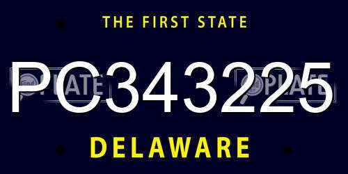 PC343225 Delaware License Plate