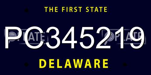 PC345219 Delaware License Plate