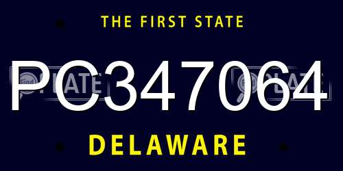 PC347064 Delaware License Plate