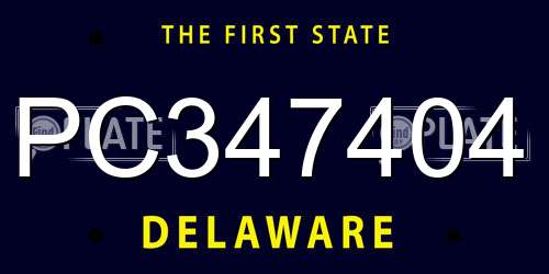 PC347404 Delaware License Plate